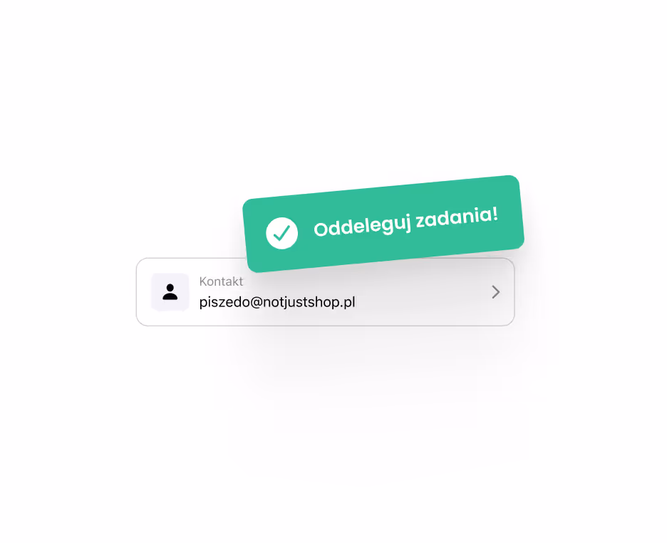 Grafika pokazująca kontakt z Not Just Shop zachęcająca do oddelegowania zadań do agencji